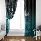 Personalised Ovarian Cancer Awareness Window Curtain Teal Ribbon Aboriginal Art
