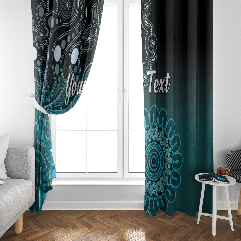 Personalised Ovarian Cancer Awareness Window Curtain Teal Ribbon Aboriginal Art