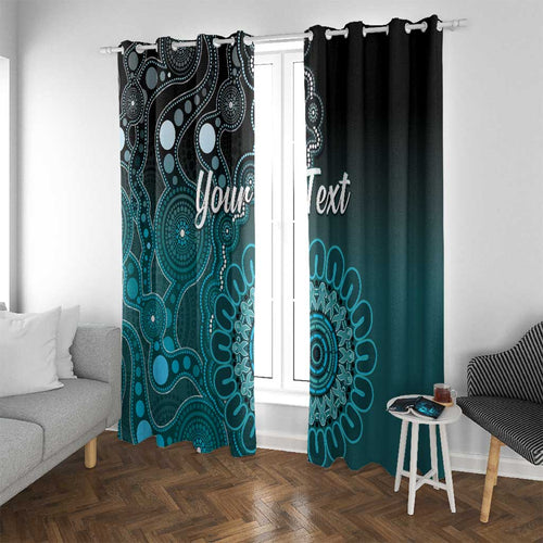 Personalised Ovarian Cancer Awareness Window Curtain Teal Ribbon Aboriginal Art