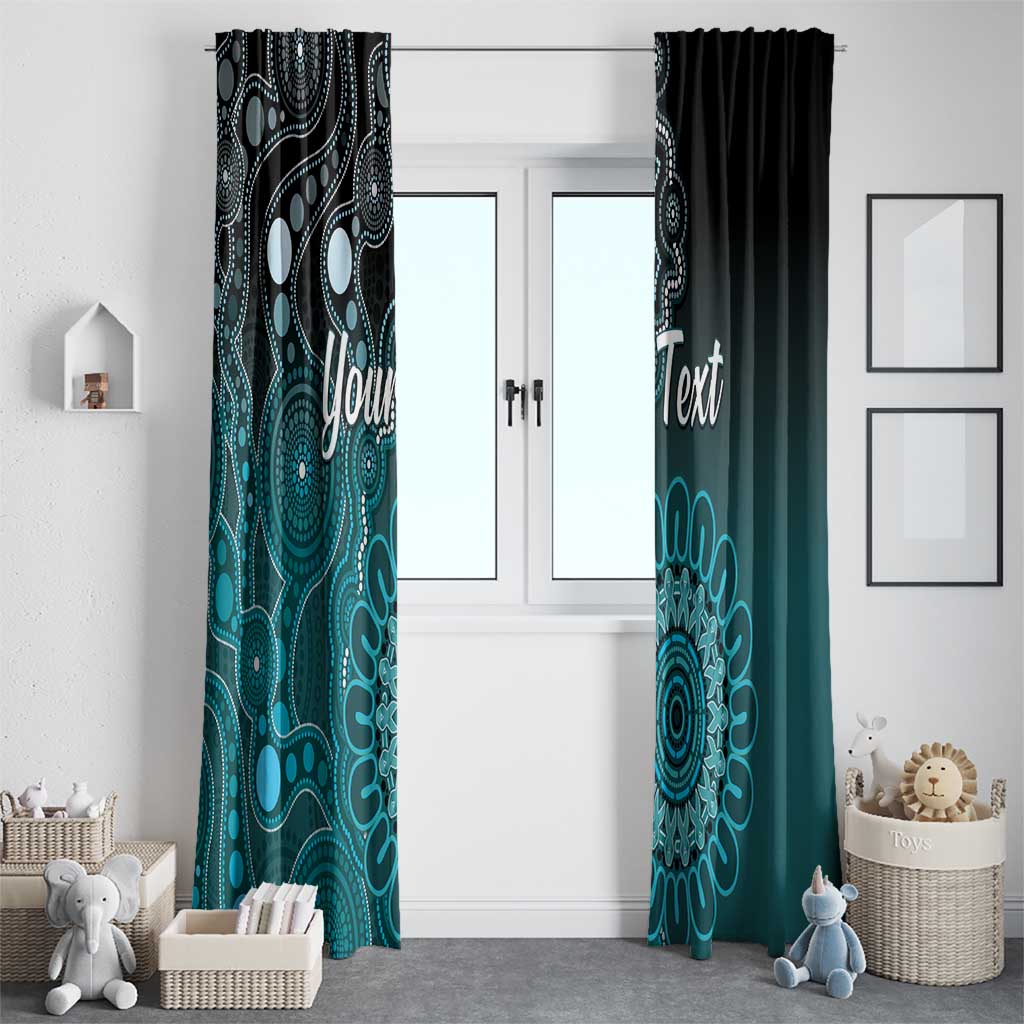 Personalised Ovarian Cancer Awareness Window Curtain Teal Ribbon Aboriginal Art