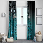 Personalised Ovarian Cancer Awareness Window Curtain Teal Ribbon Aboriginal Art