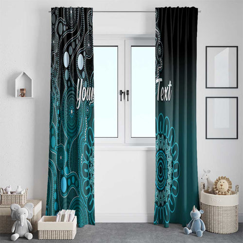 Personalised Ovarian Cancer Awareness Window Curtain Teal Ribbon Aboriginal Art