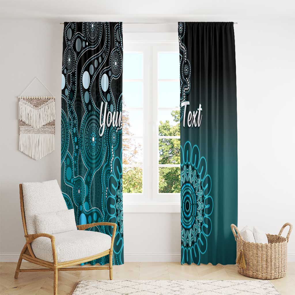Personalised Ovarian Cancer Awareness Window Curtain Teal Ribbon Aboriginal Art
