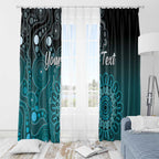 Personalised Ovarian Cancer Awareness Window Curtain Teal Ribbon Aboriginal Art