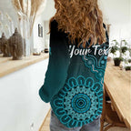 Personalised Ovarian Cancer Awareness Women Casual Shirt Teal Ribbon Aboriginal Art