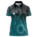 Personalised Ovarian Cancer Awareness Women Polo Shirt Teal Ribbon Aboriginal Art