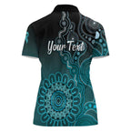 Personalised Ovarian Cancer Awareness Women Polo Shirt Teal Ribbon Aboriginal Art