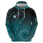 Personalised Ovarian Cancer Awareness Zip Hoodie Teal Ribbon Aboriginal Art