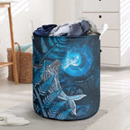 New Zealand Matariki Laundry Basket Maori Koru With Humpback Whale Blue