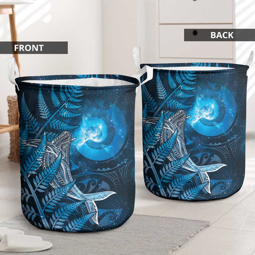 New Zealand Matariki Laundry Basket Maori Koru With Humpback Whale Blue