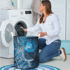 New Zealand Matariki Laundry Basket Maori Koru With Humpback Whale Blue