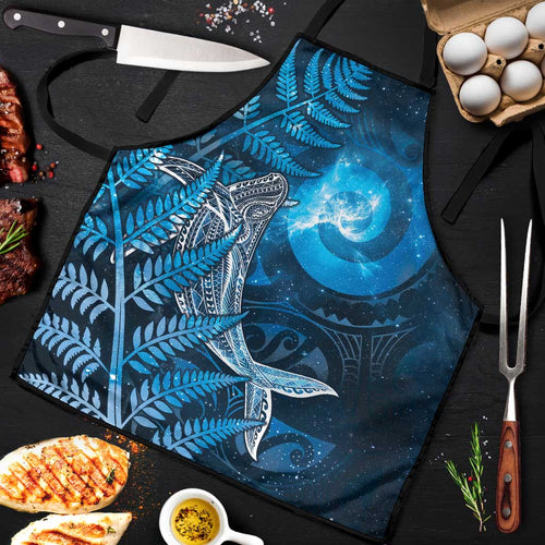 New Zealand Matariki Apron Maori Koru With Humpback Whale Blue