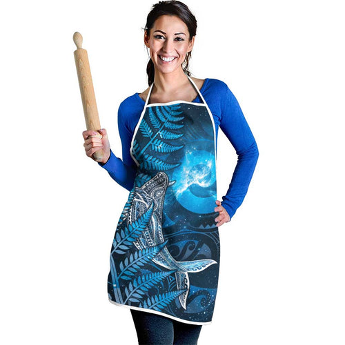 New Zealand Matariki Apron Maori Koru With Humpback Whale Blue