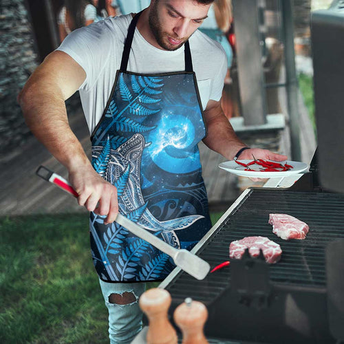 New Zealand Matariki Apron Maori Koru With Humpback Whale Blue