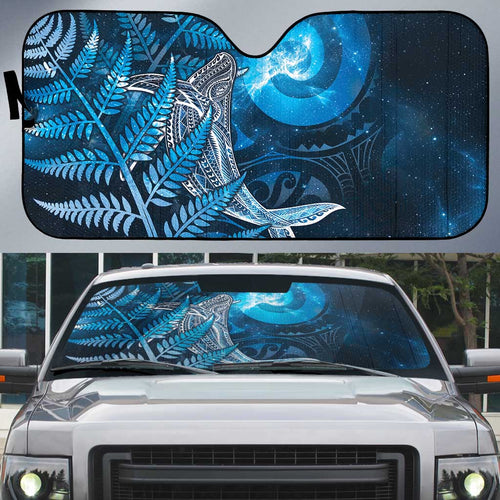 New Zealand Matariki Auto Sun Shade Maori Koru With Humpback Whale Blue