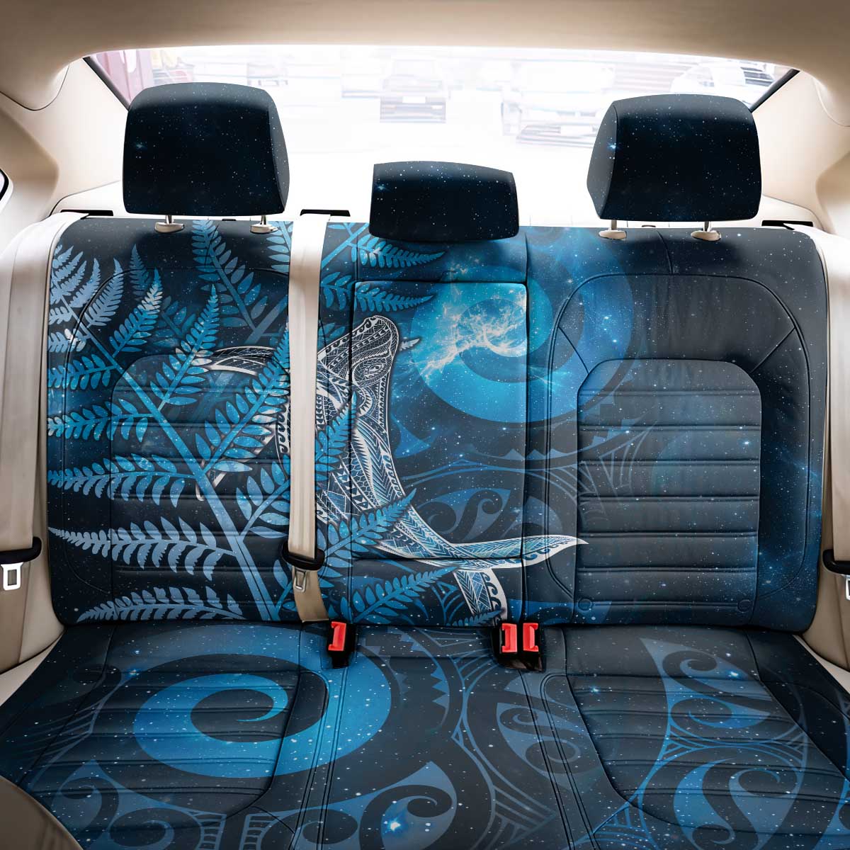 New Zealand Matariki Back Car Seat Cover Maori Koru With Humpback Whale Blue