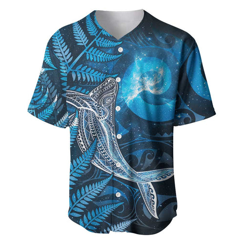 New Zealand Matariki Baseball Jersey Maori Koru With Humpback Whale Blue