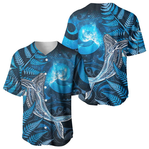 New Zealand Matariki Baseball Jersey Maori Koru With Humpback Whale Blue