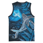 New Zealand Matariki Basketball Jersey Maori Koru With Humpback Whale Blue