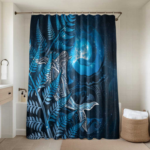 New Zealand Matariki Bathroom Set Maori Koru With Humpback Whale Blue