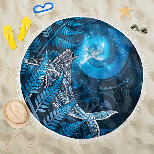 New Zealand Matariki Beach Blanket Maori Koru With Humpback Whale Blue
