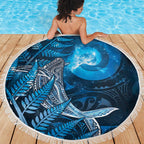 New Zealand Matariki Beach Blanket Maori Koru With Humpback Whale Blue