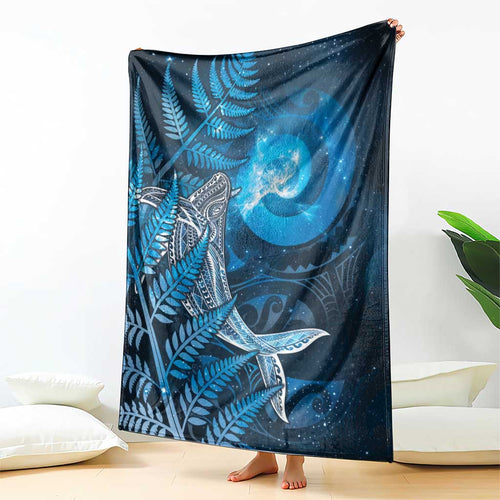 New Zealand Matariki Blanket Maori Koru With Humpback Whale Blue