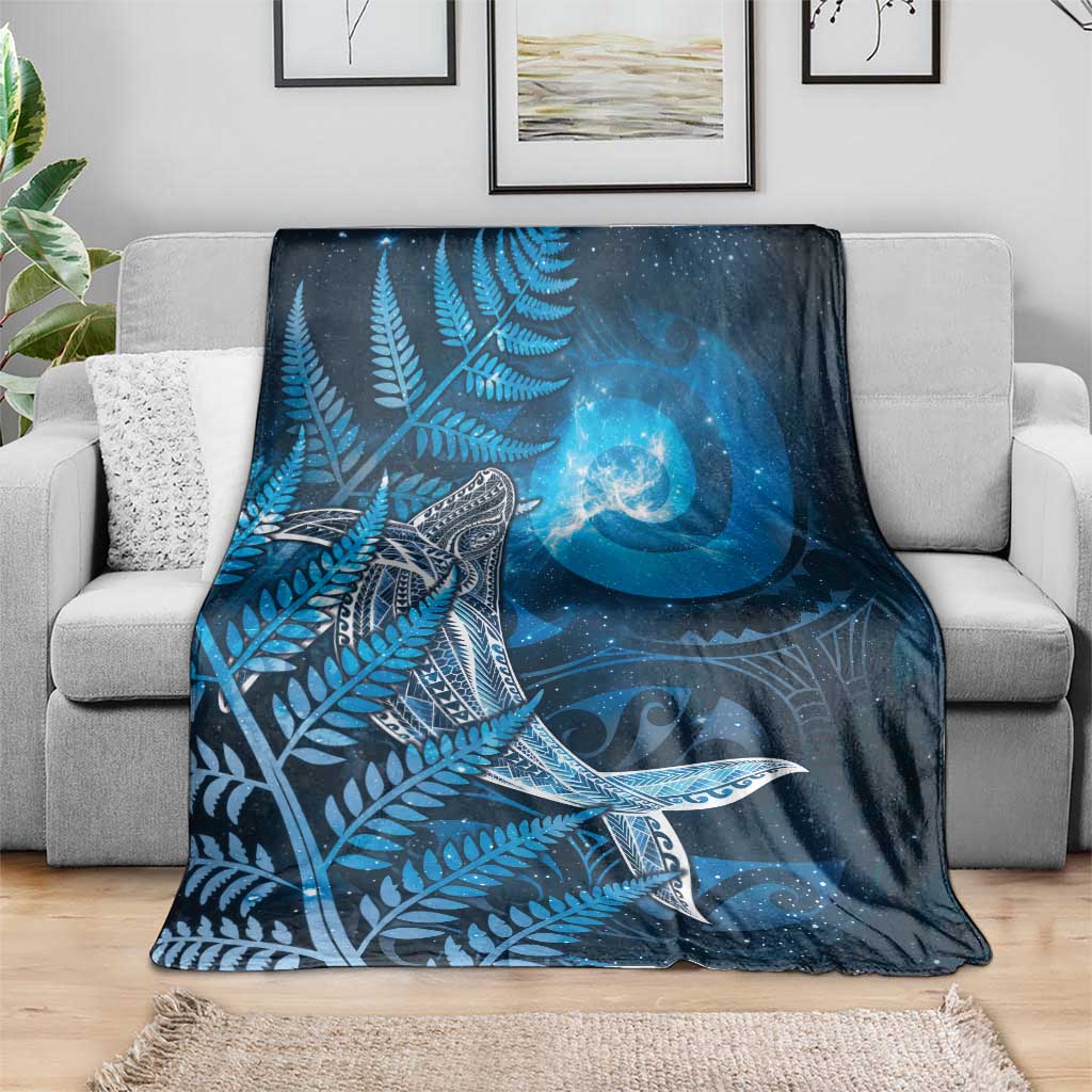 New Zealand Matariki Blanket Maori Koru With Humpback Whale Blue