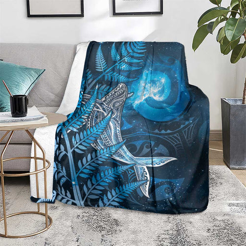 New Zealand Matariki Blanket Maori Koru With Humpback Whale Blue