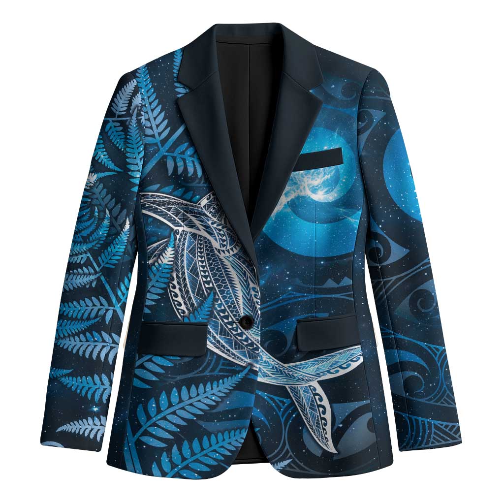 New Zealand Matariki Blazer Maori Koru With Humpback Whale Blue