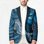 New Zealand Matariki Blazer Maori Koru With Humpback Whale Blue