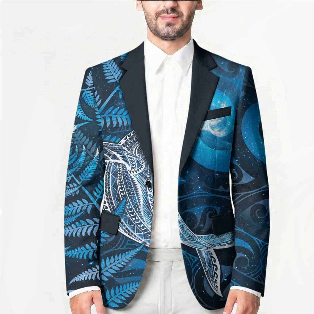 New Zealand Matariki Blazer Maori Koru With Humpback Whale Blue