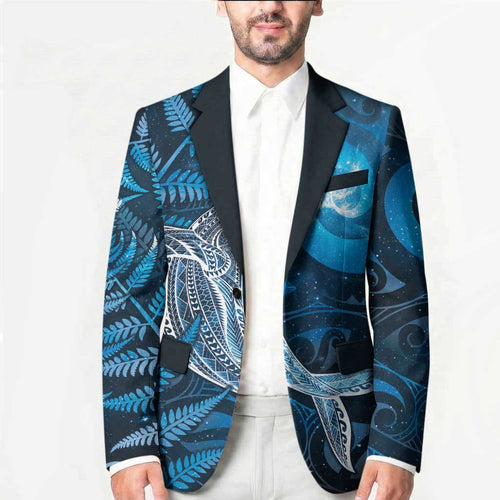 New Zealand Matariki Blazer Maori Koru With Humpback Whale Blue