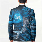 New Zealand Matariki Blazer Maori Koru With Humpback Whale Blue