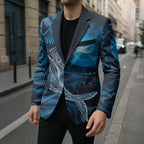 New Zealand Matariki Blazer Maori Koru With Humpback Whale Blue