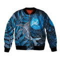 New Zealand Matariki Bomber Jacket Maori Koru With Humpback Whale Blue