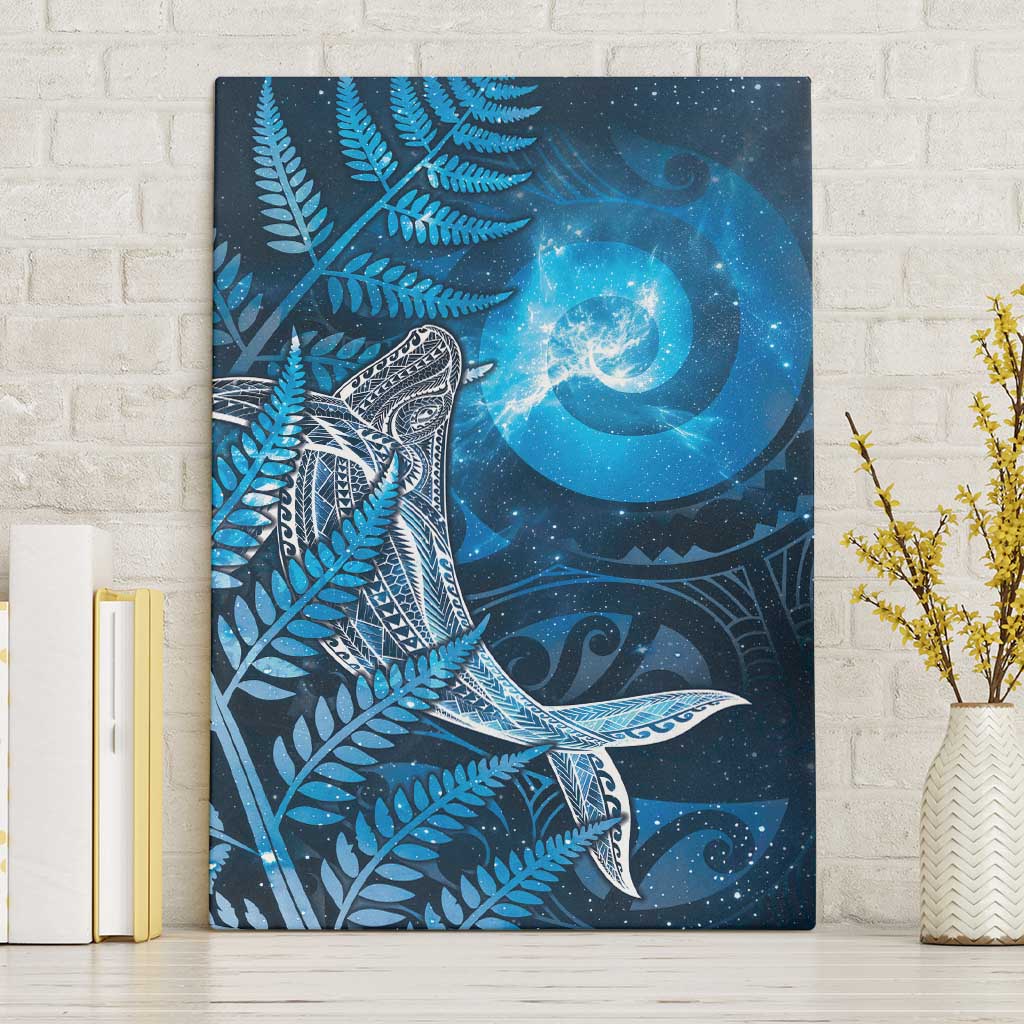 New Zealand Matariki Canvas Wall Art Maori Koru With Humpback Whale Blue