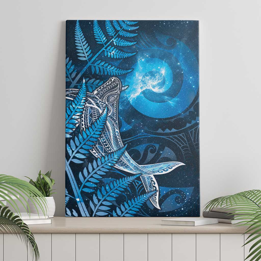 New Zealand Matariki Canvas Wall Art Maori Koru With Humpback Whale Blue