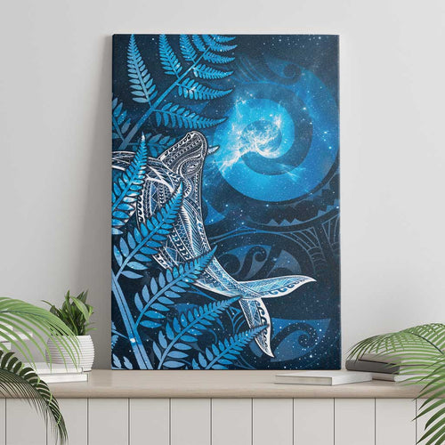 New Zealand Matariki Canvas Wall Art Maori Koru With Humpback Whale Blue