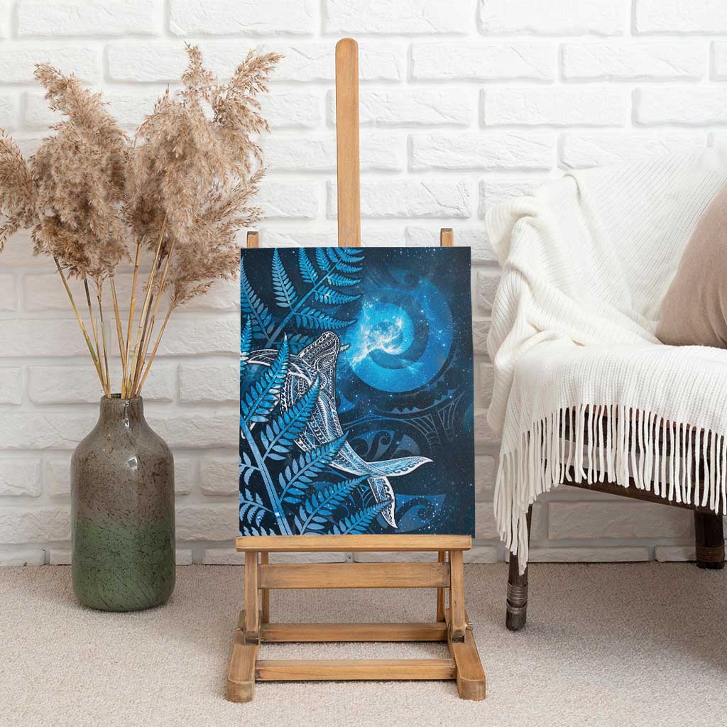 New Zealand Matariki Canvas Wall Art Maori Koru With Humpback Whale Blue