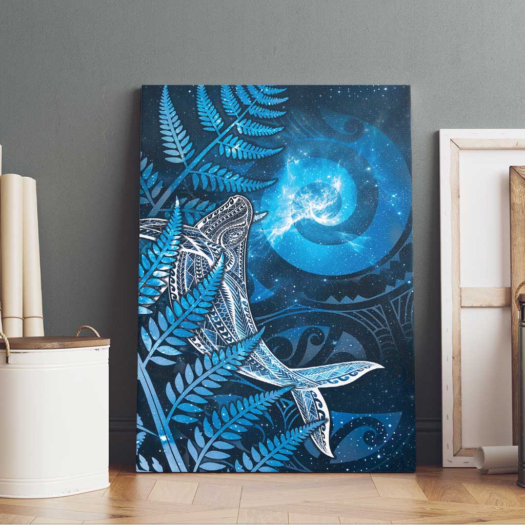 New Zealand Matariki Canvas Wall Art Maori Koru With Humpback Whale Blue