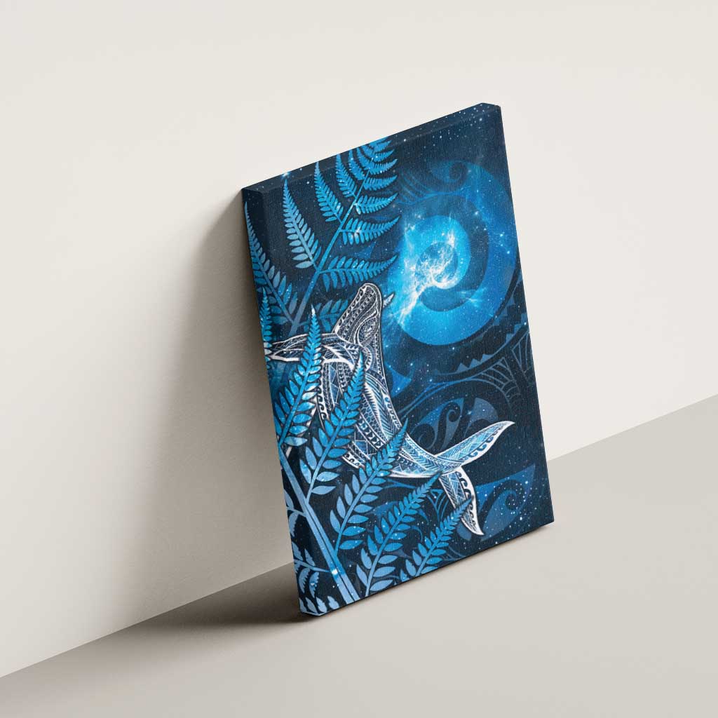 New Zealand Matariki Canvas Wall Art Maori Koru With Humpback Whale Blue