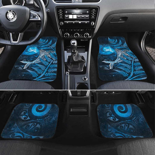 New Zealand Matariki Car Mats Maori Koru With Humpback Whale Blue