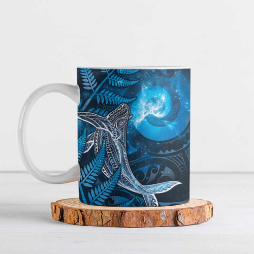 New Zealand Matariki Ceramic Mug Maori Koru With Humpback Whale Blue