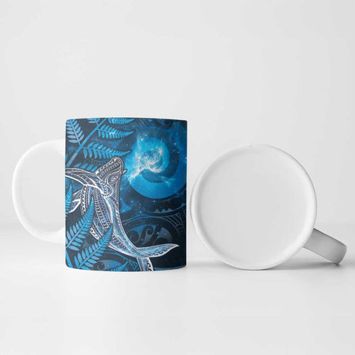 New Zealand Matariki Ceramic Mug Maori Koru With Humpback Whale Blue