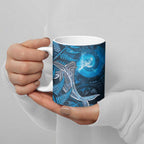 New Zealand Matariki Ceramic Mug Maori Koru With Humpback Whale Blue
