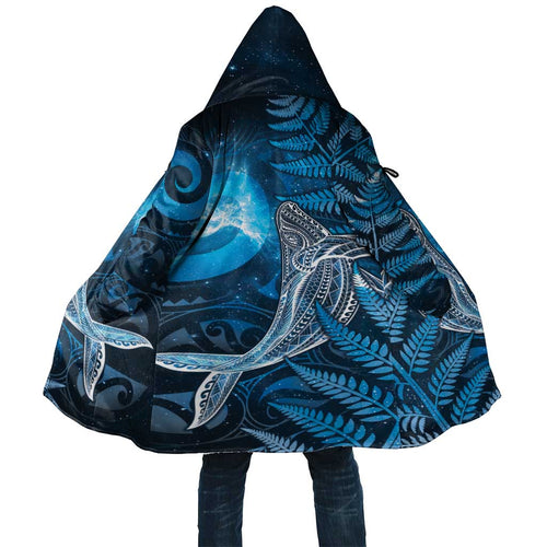 New Zealand Matariki Cloak Maori Koru With Humpback Whale Blue