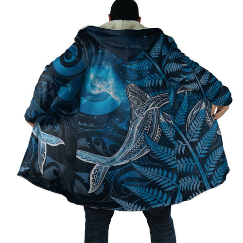 New Zealand Matariki Cloak Maori Koru With Humpback Whale Blue