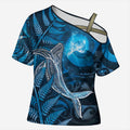 New Zealand Matariki Cross Shoulder Shirt Maori Koru With Humpback Whale Blue