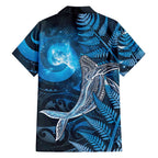New Zealand Matariki Family Matching Off The Shoulder Long Sleeve Dress and Hawaiian Shirt Maori Koru With Humpback Whale Blue